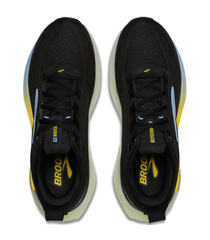 Brooks Zapatillas Glycerin 23 Negro | ribete amarillo y azul