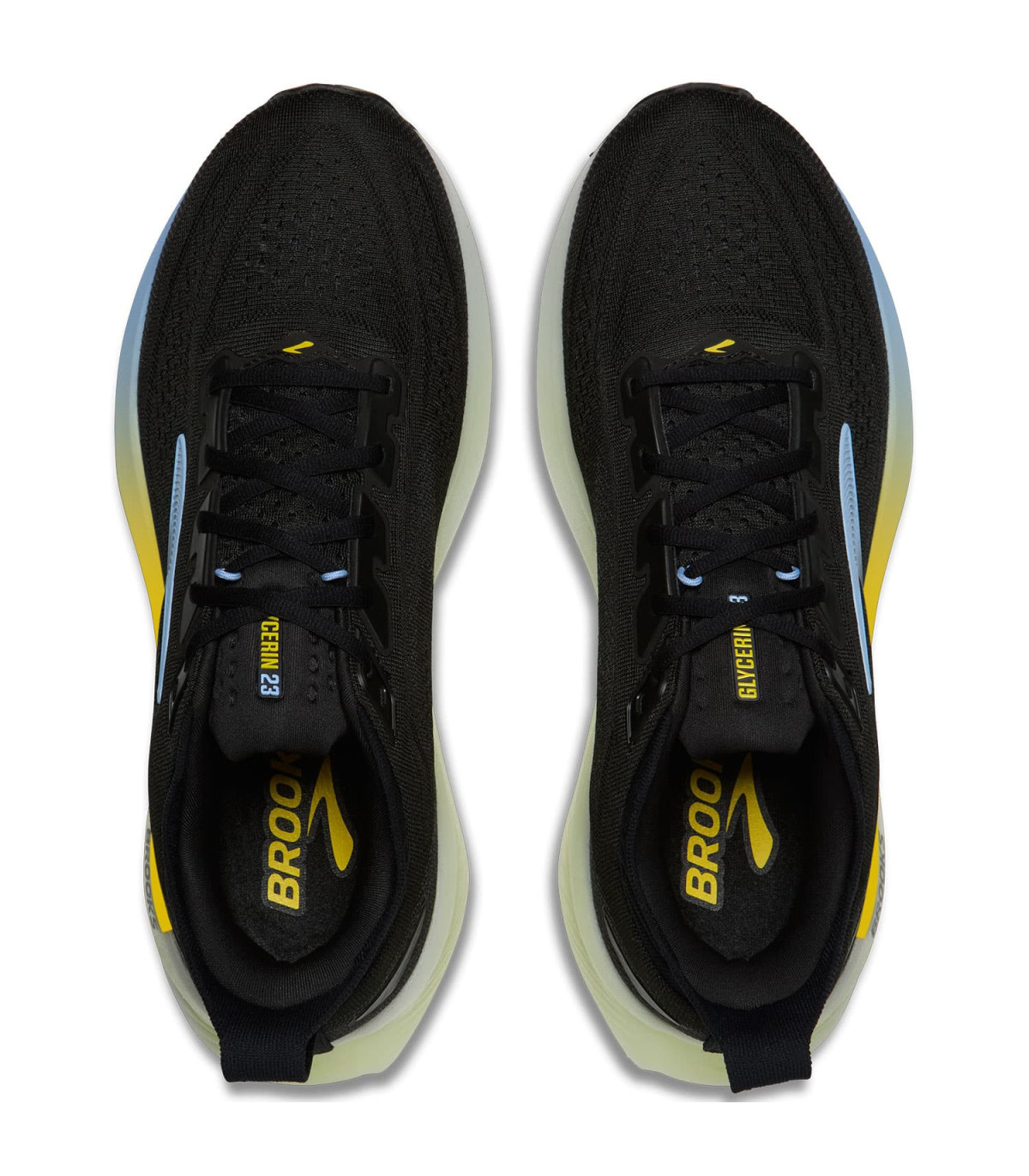 Brooks Zapatillas Glycerin 23 Negro | ribete amarillo y azul